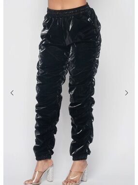 LaBijou Ruched shiny Jogger Pants